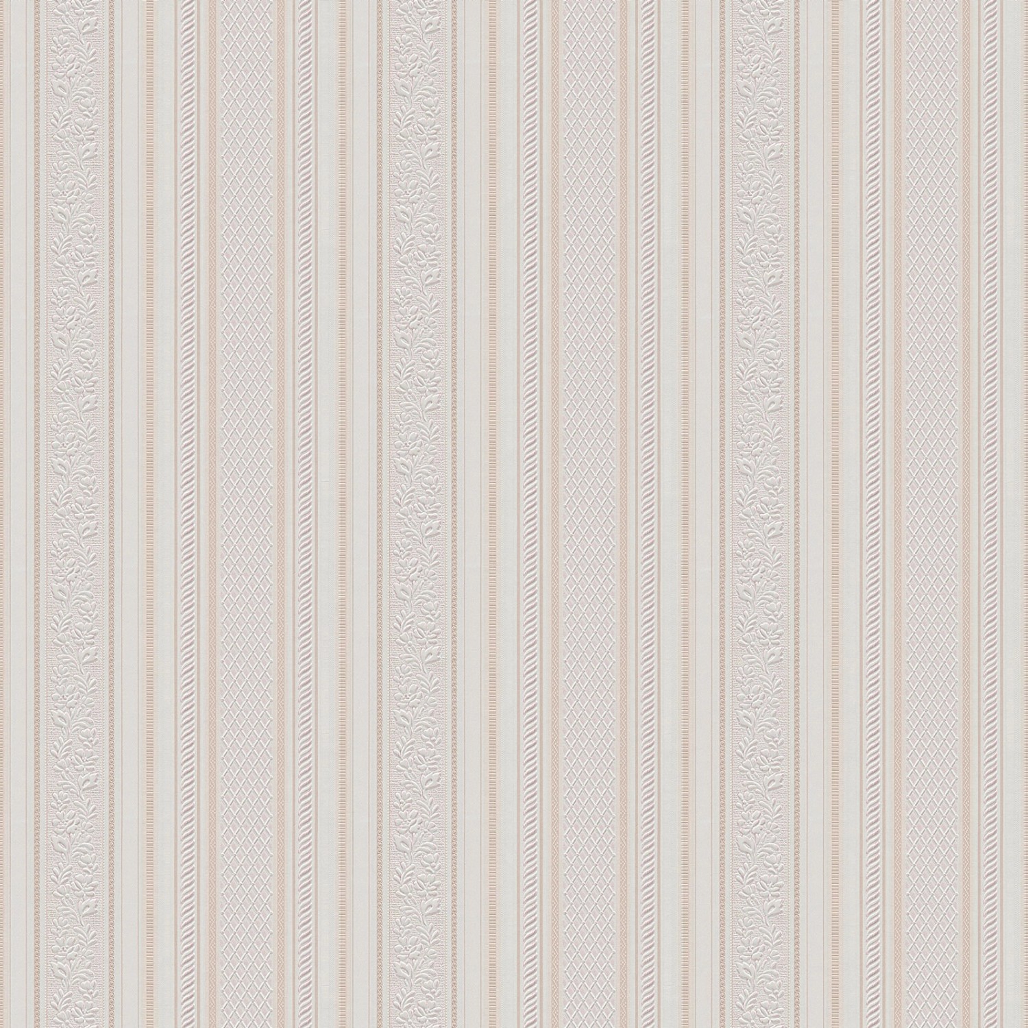 Bricoflor Rosa Streifentapete mit Barock Muster Ornament Papiertapete Creme günstig online kaufen