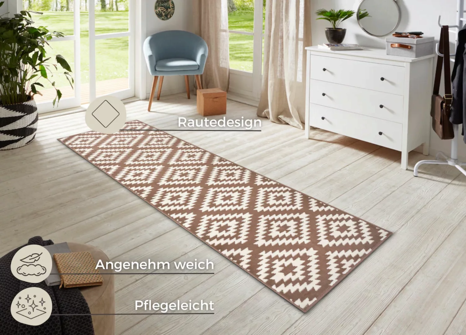 HANSE Home Läufer »Nordic«, rechteckig, Kurzflor, Raute, Teppich, Weich, Es günstig online kaufen