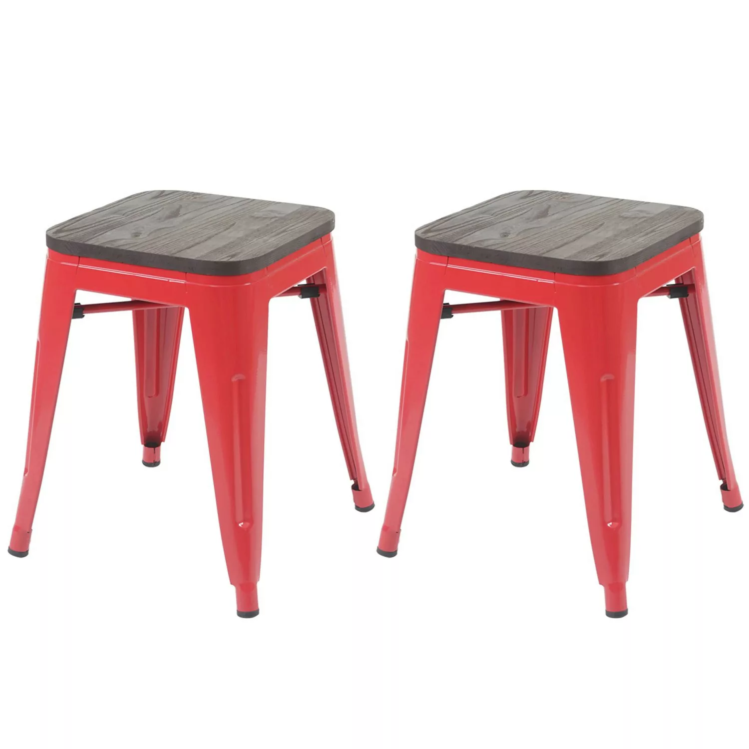 MCW 2x Hocker A73 Inkl. Holz-Sitzfläche Rot günstig online kaufen