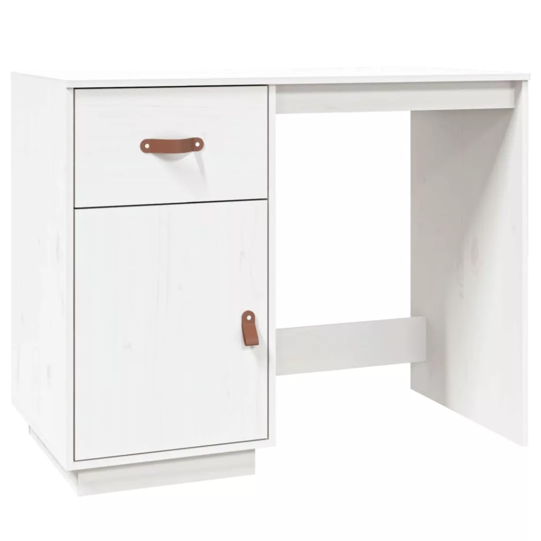 Vidaxl Schreibtisch Weiß 95x50x75cm Massivholz Kiefer günstig online kaufen