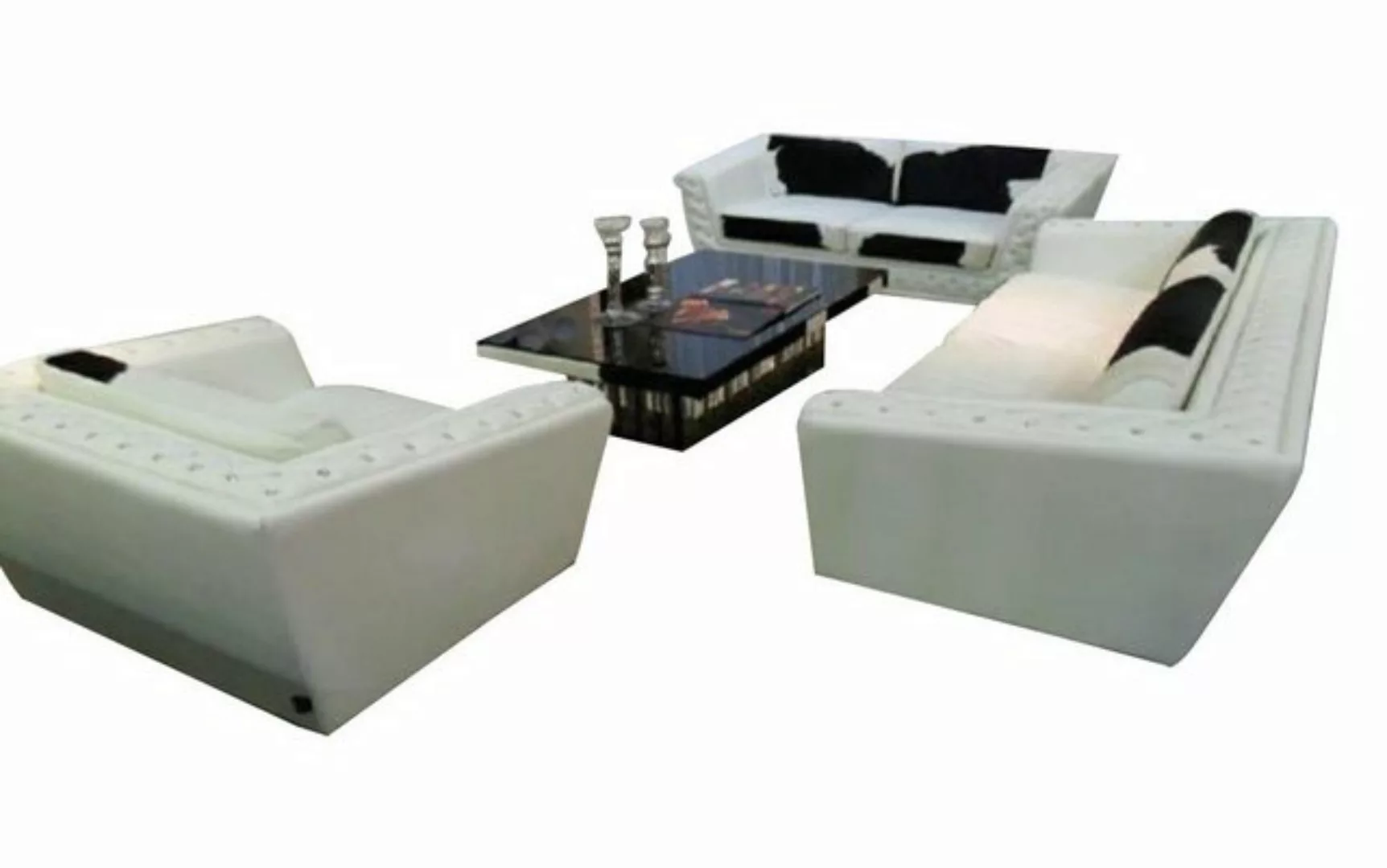 JVmoebel Sofa, Sofagarnitur Chesterfield 3+2+1 Sitzer Sessel Sofa Leder mit günstig online kaufen