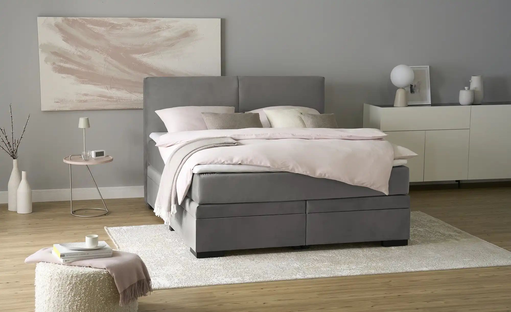 Boxi Boxspringbett mit Bettkasten Boxi Classic ¦ grau ¦ Maße (cm): B: 160 H günstig online kaufen