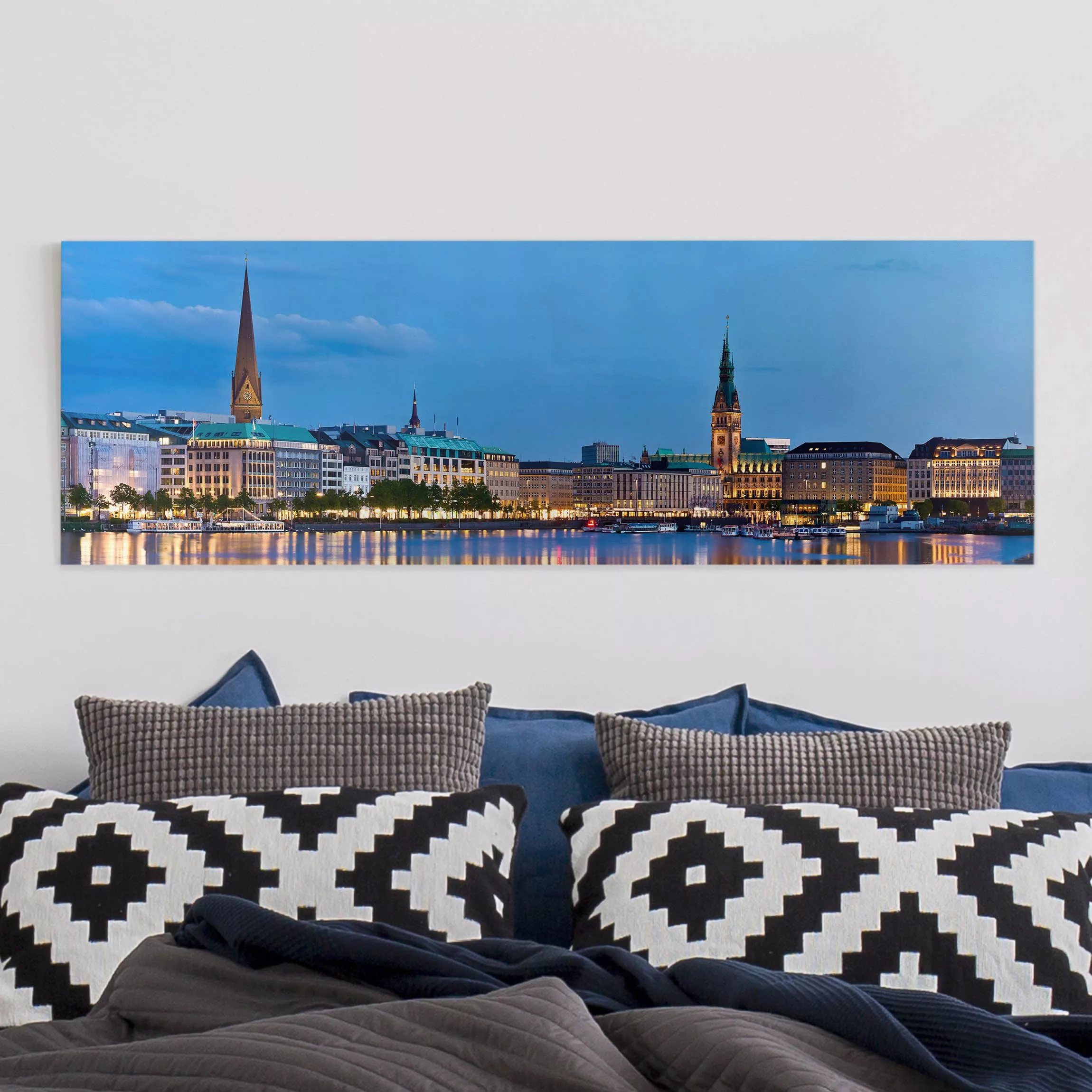 Leinwandbild Hamburg - Panorama Hamburg Skyline günstig online kaufen