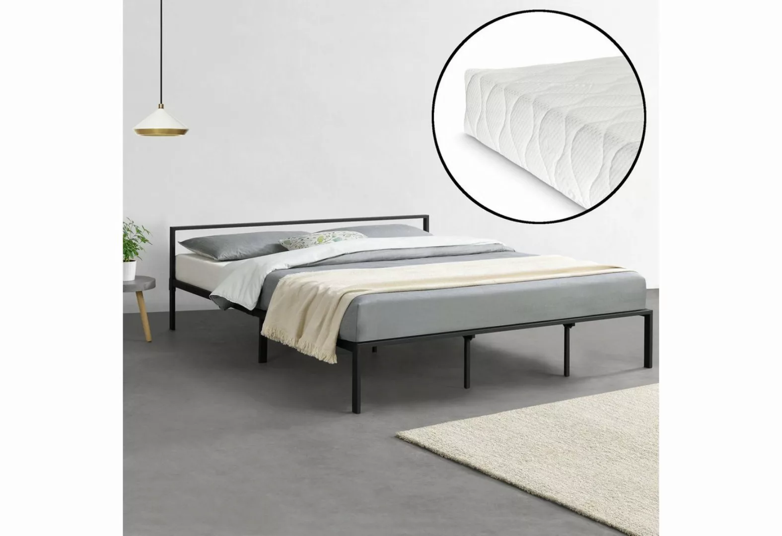 en.casa Metallbett, »Imatra« Bettgestell mit Kaltschaummatratze 180 x 200 c günstig online kaufen