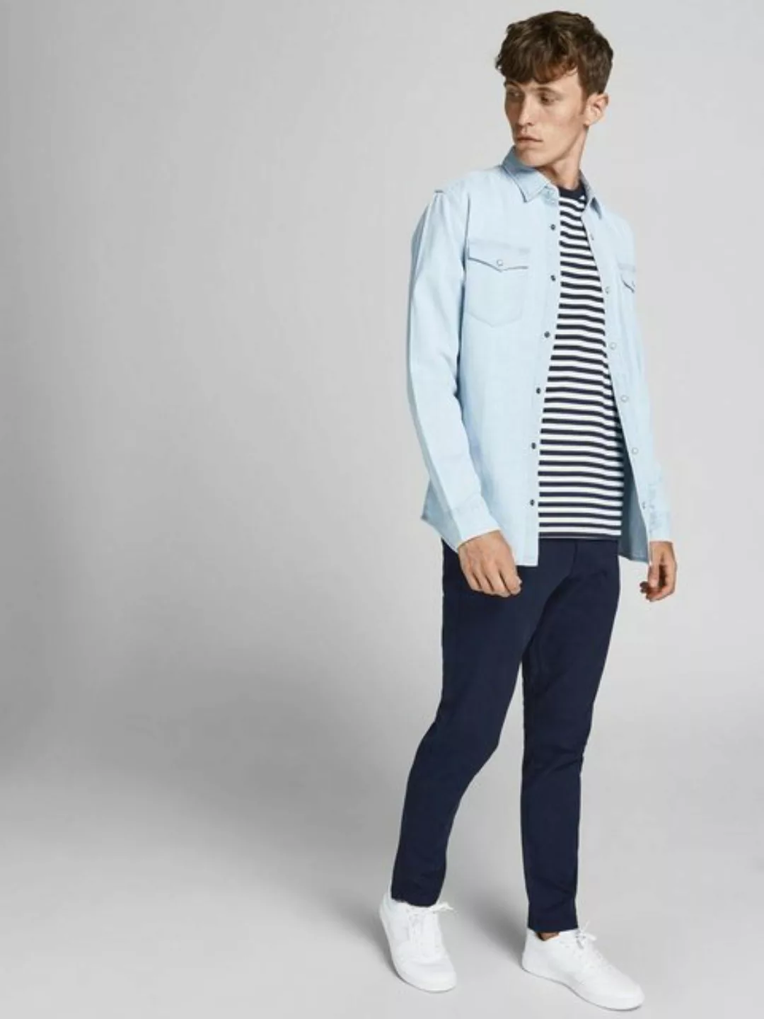 Jack & Jones Herren Chino Hose JJIMARCO JJDAVE AKM NAVY BLAZER - Slim Fit B günstig online kaufen