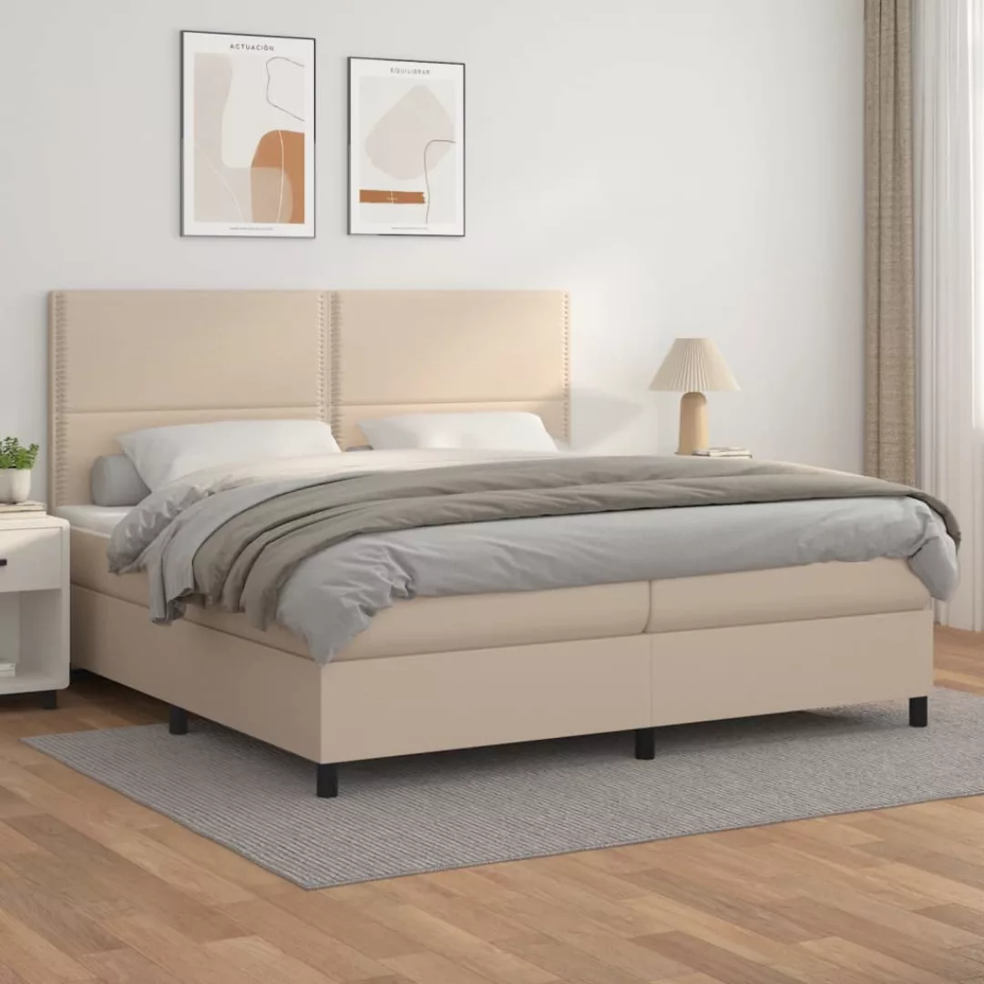 Vidaxl Boxspringbett Matratze Cappuccino-braun 200x200cm Kunstleder günstig online kaufen