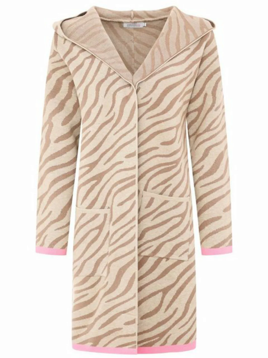 Zwillingsherz Strickpullover Longcardigan Zebra Beige Rosa günstig online kaufen