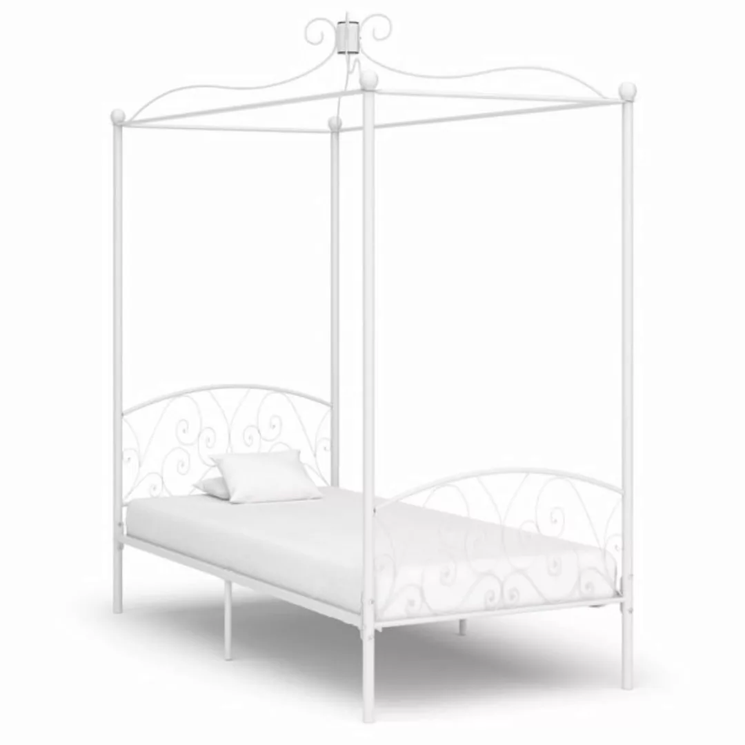 furnicato Bettgestell Himmelbett-Gestell Weiß Metall 90 x 200 cm (1-tlg) günstig online kaufen