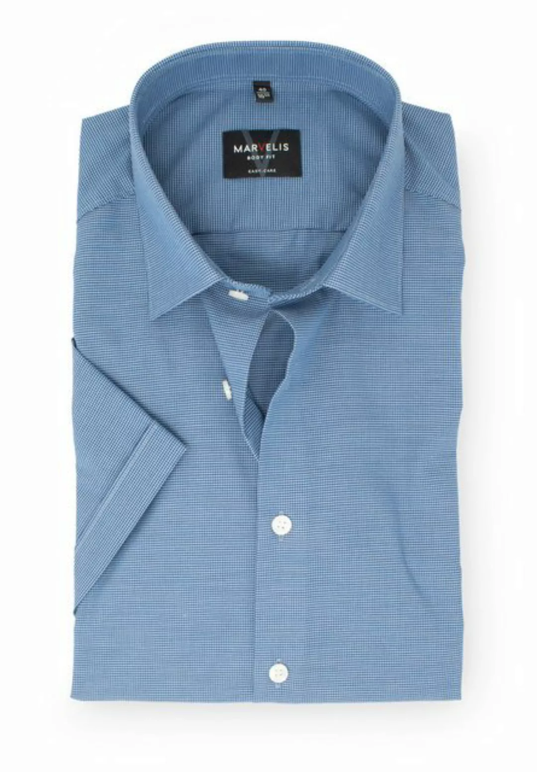 MARVELIS Kurzarmhemd Kurzarmhemd - Body Fit - Kariert - Blau günstig online kaufen