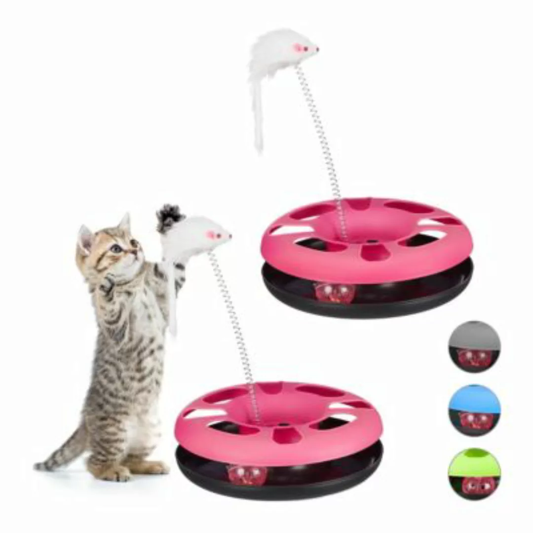 relaxdays 2 x Katzenspielzeug mit Maus pink günstig online kaufen