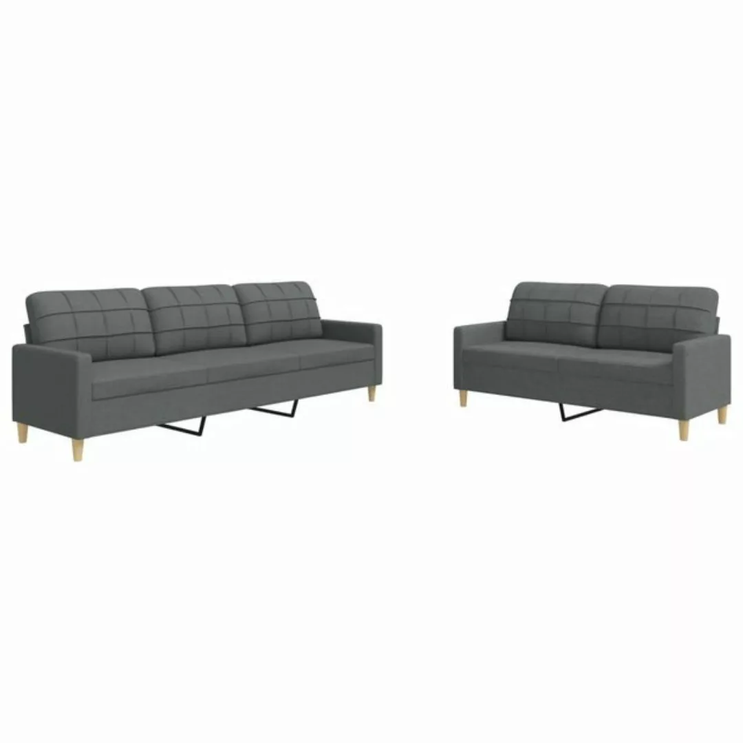 vidaXL Sofa 2-tlg. Sofagarnitur Dunkelgrau Stoff günstig online kaufen