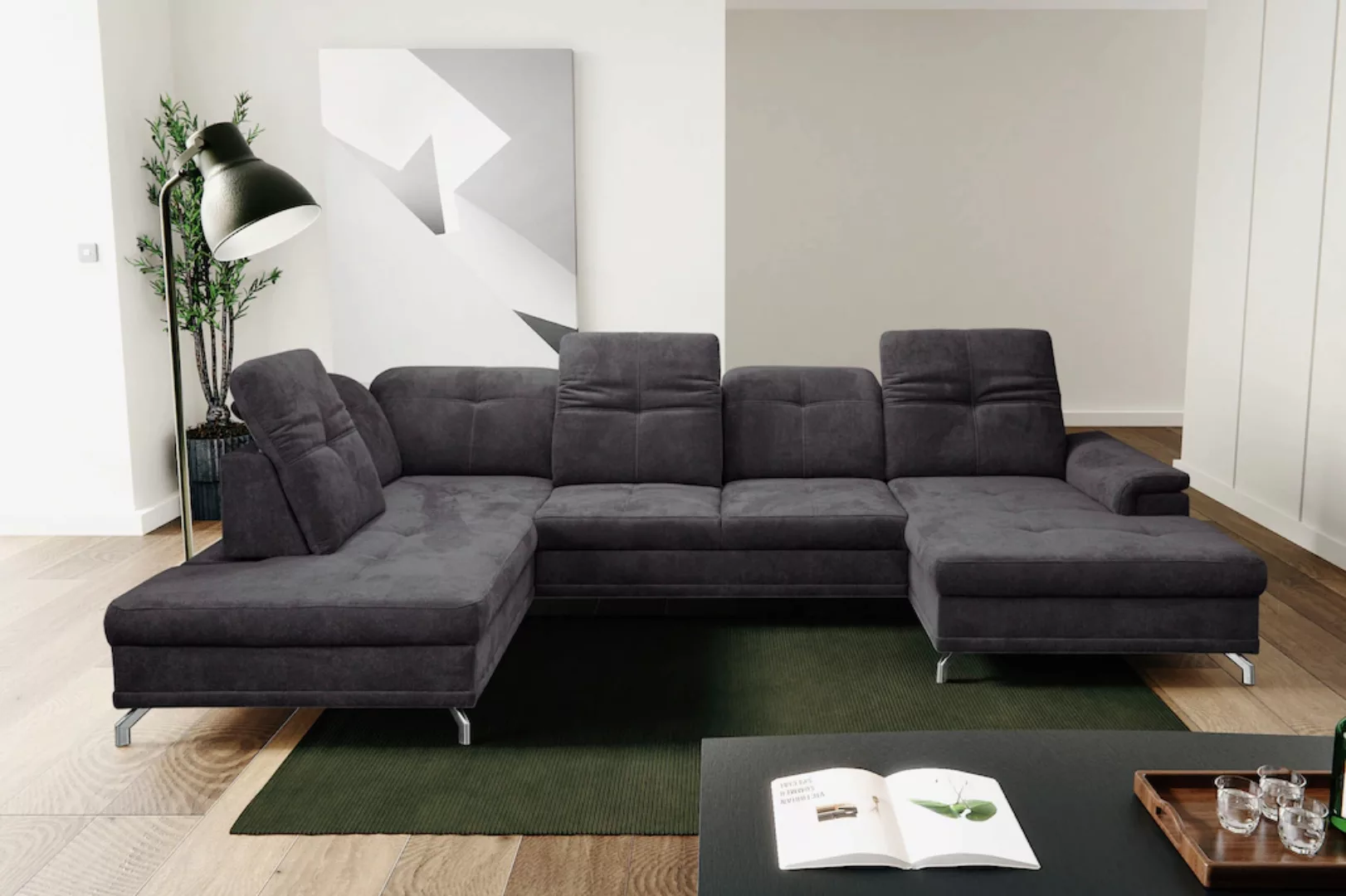 WERK2 Wohnlandschaft "Basel U-Form", Großes U-Sofa mit Schlaffunktion, Sitz günstig online kaufen