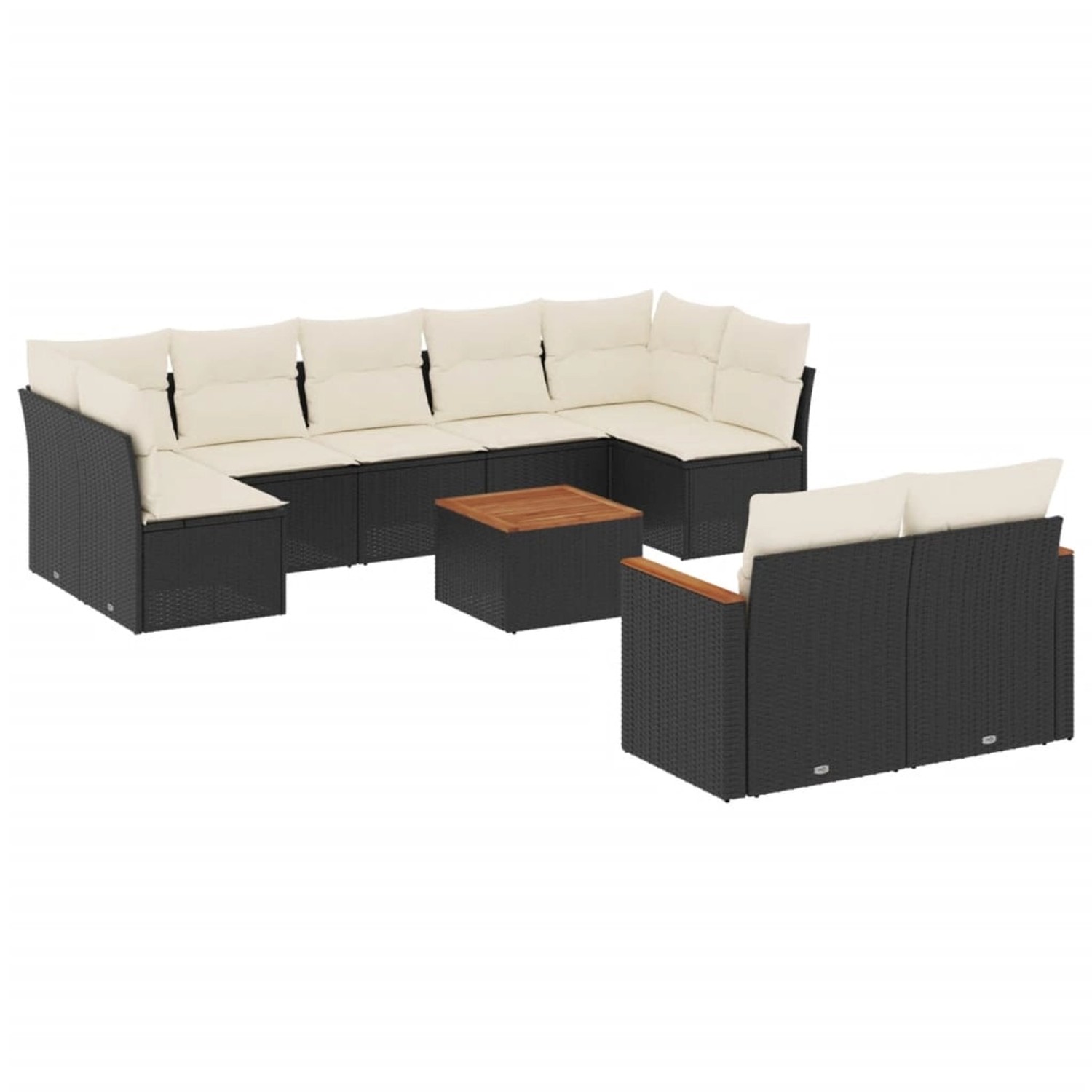 vidaXL 10-Tlg Garten-Sofagarnitur mit Kissen Schwarz Poly Rattan 3226294 günstig online kaufen