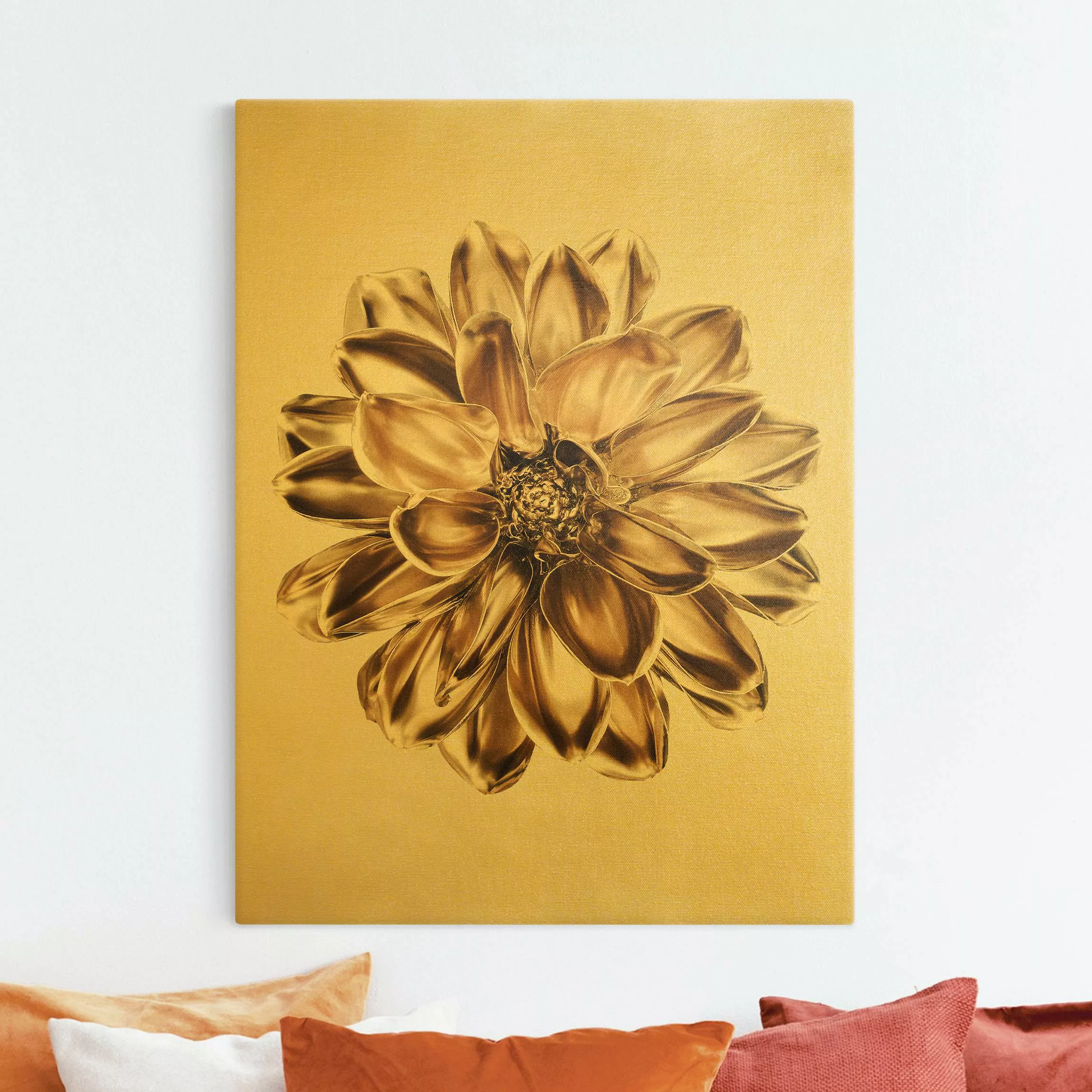 Leinwandbild Gold Dahlie Blume Gold Metallic günstig online kaufen