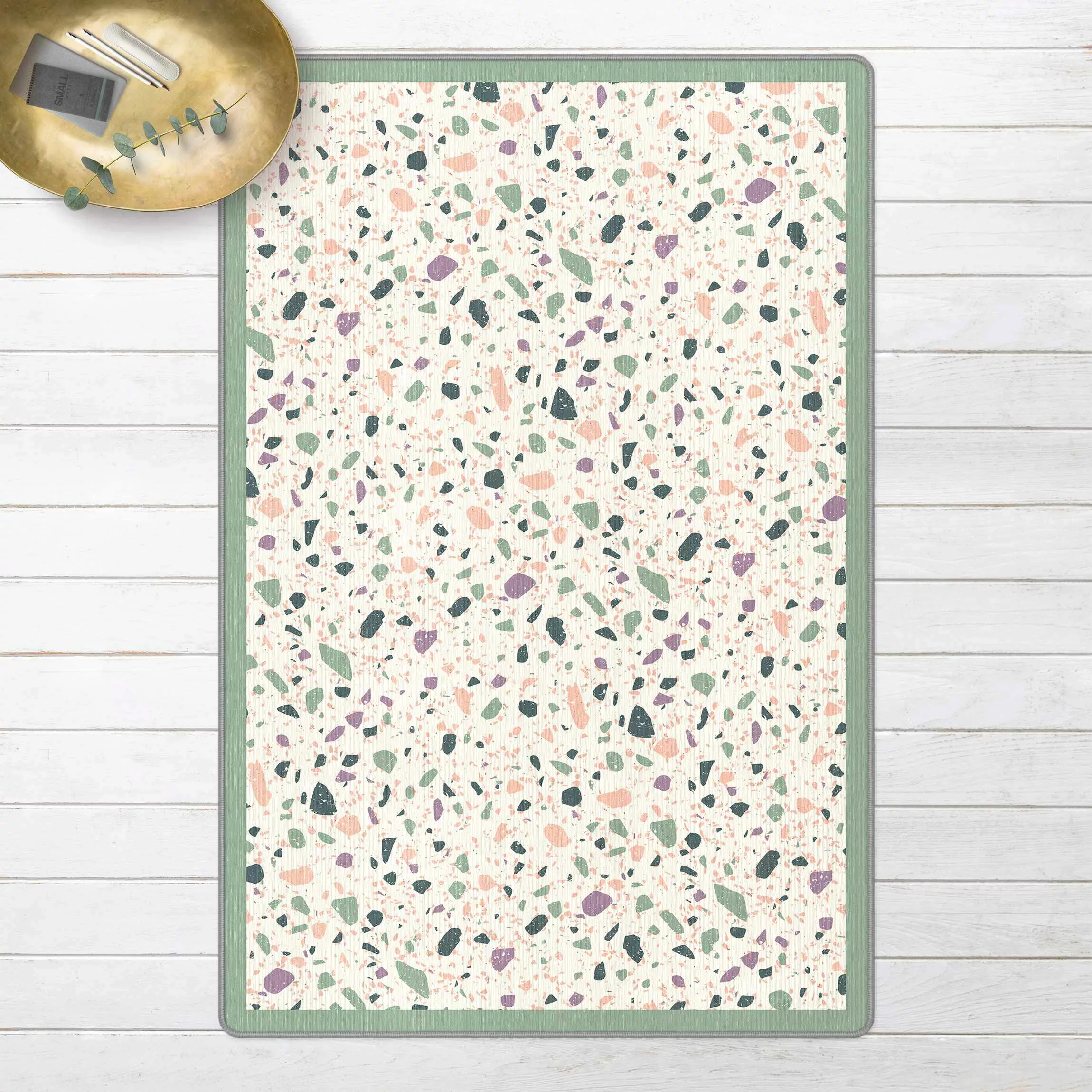 Teppich Detailliertes Terrazzo Muster Agrigento mit Rahmen günstig online kaufen