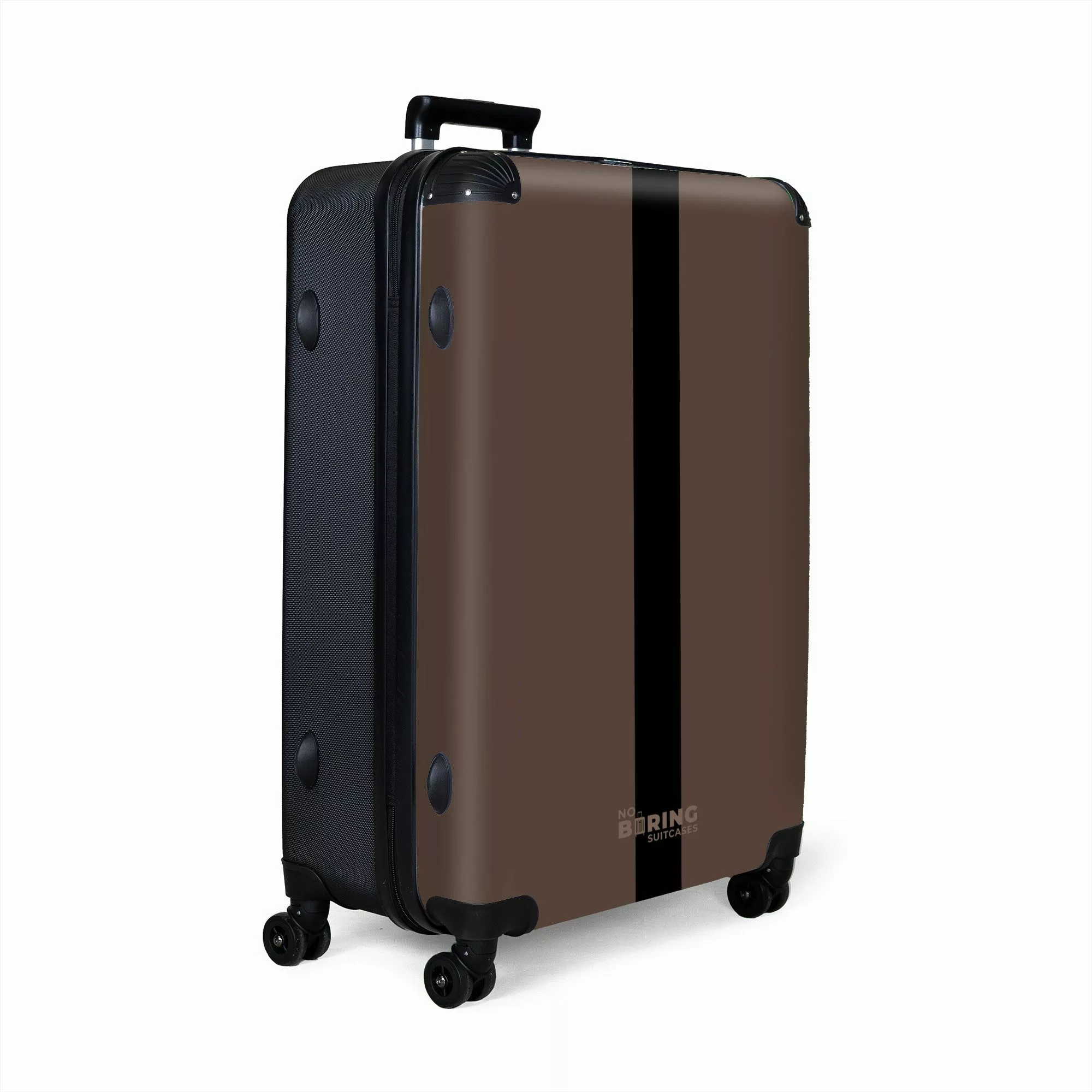 NoBoringSuitcases.com© Hartschalen-Trolley Dunkelbraun mit schwarzem Streif günstig online kaufen
