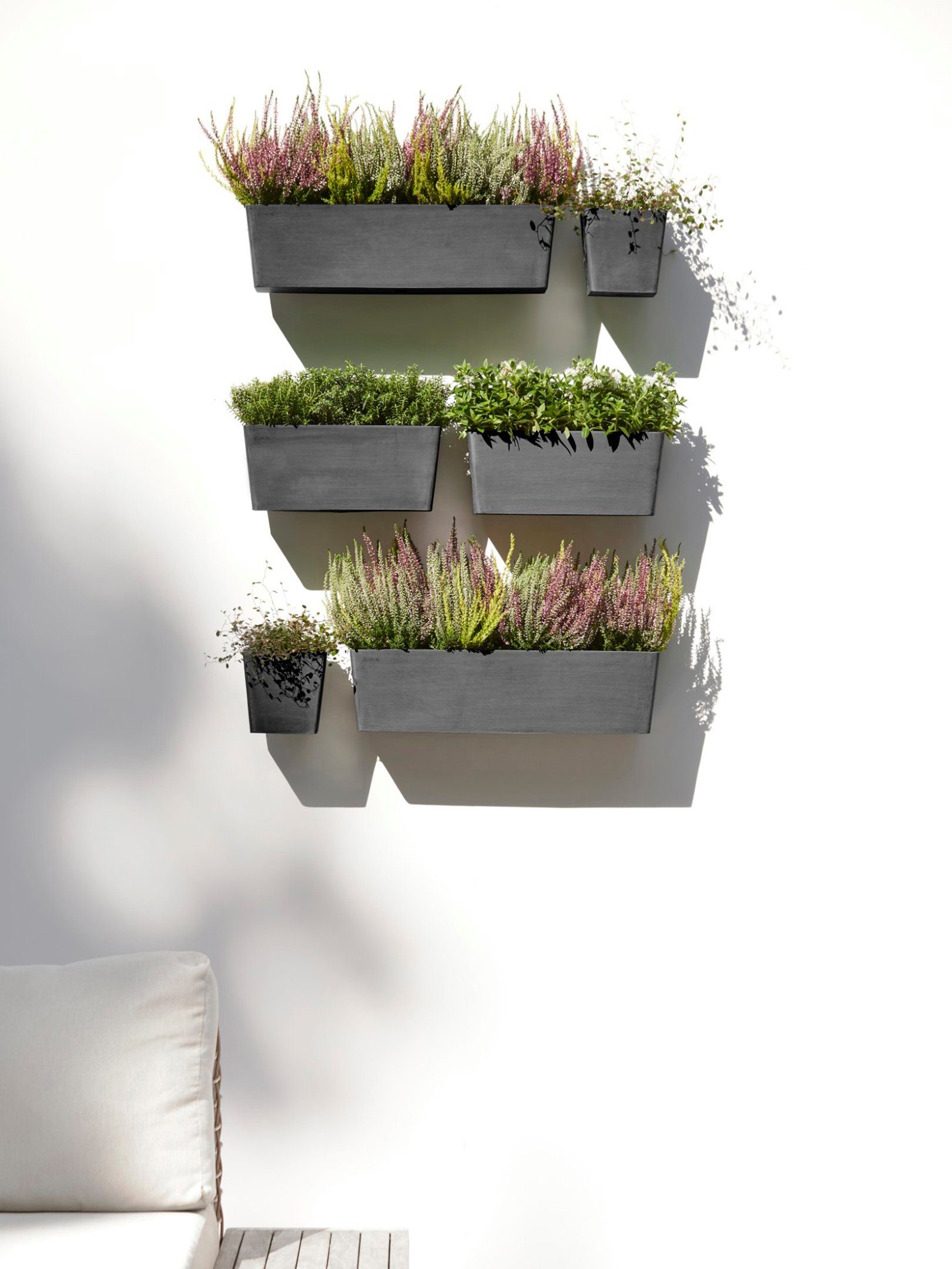 ECOPOTS Blumentopf Manhattan Wall 15 Dunkelgrau, günstig online kaufen