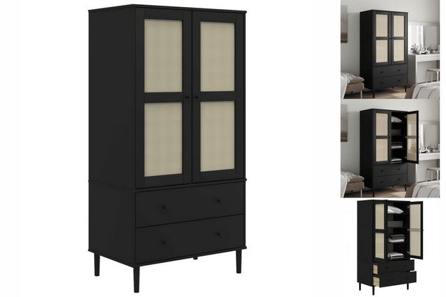 vidaXL Kleiderschrank Kleiderschrank SENJA Rattan-Optik Schwarz 90x55x175 c günstig online kaufen