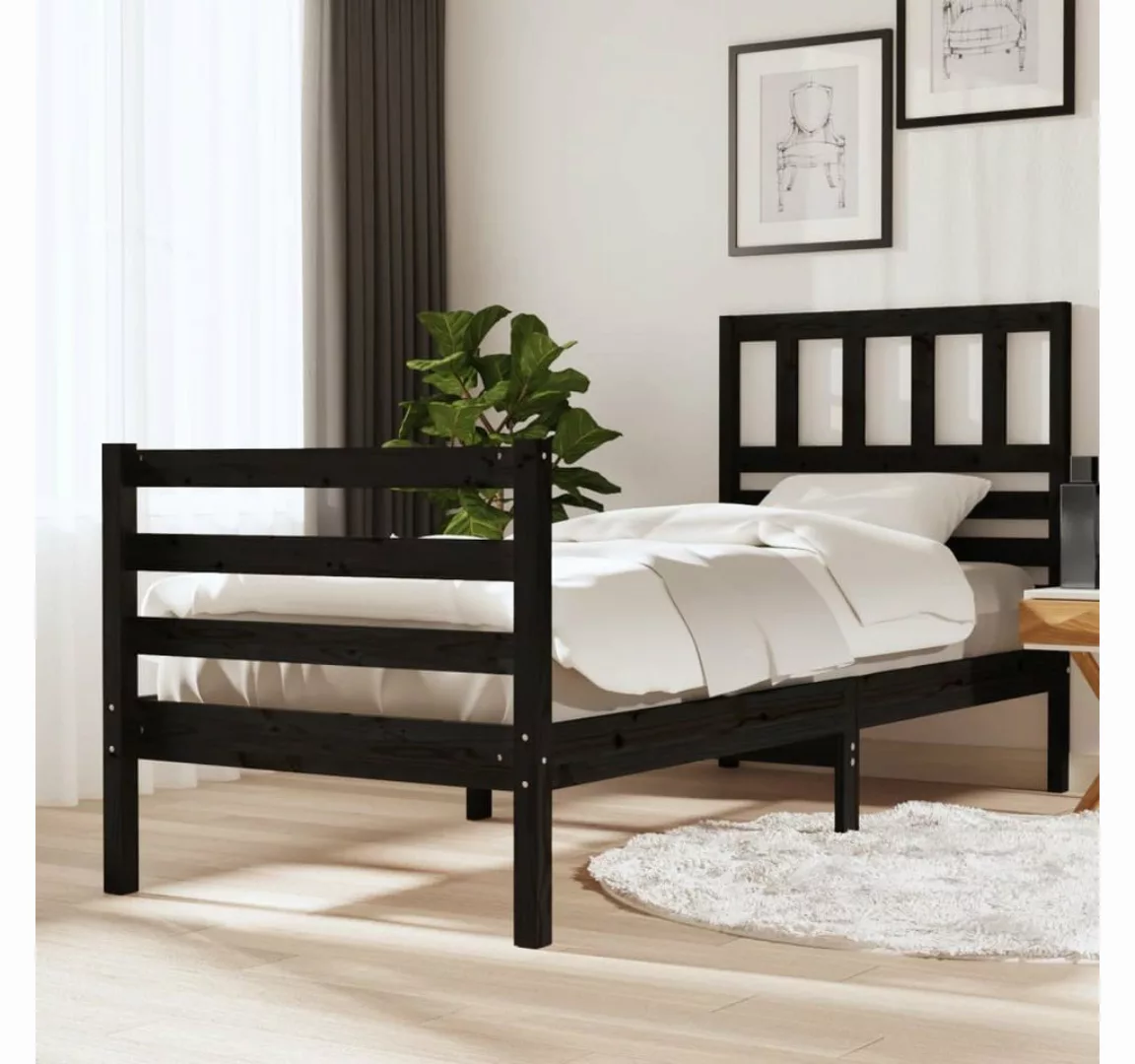 vidaXL Bett Massivholzbett Schwarz 90x200 cm günstig online kaufen