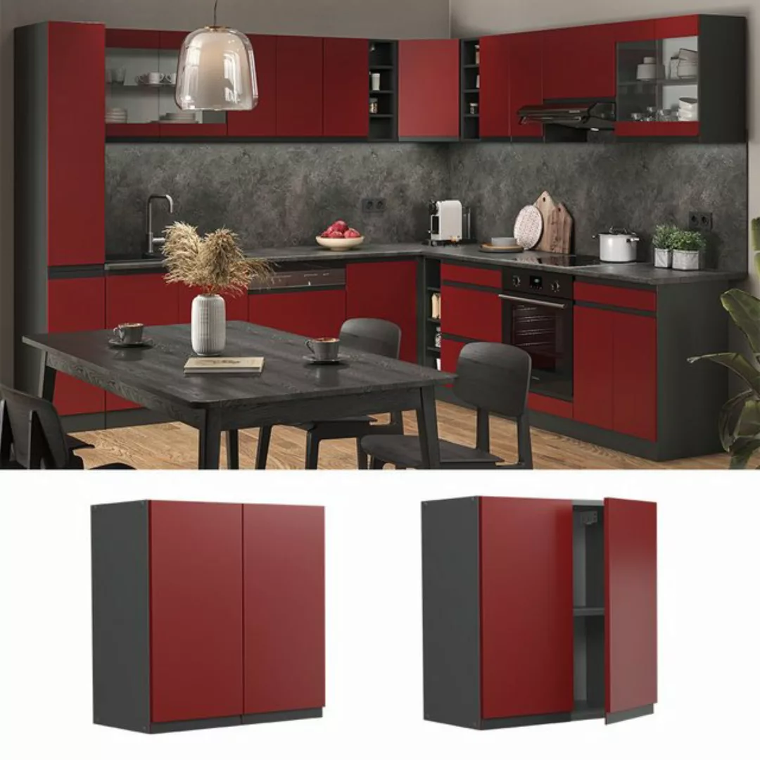 Vicco Hängeschrank Küchenschrank J-Shape 60 cm Anthrazit/Rot günstig online kaufen