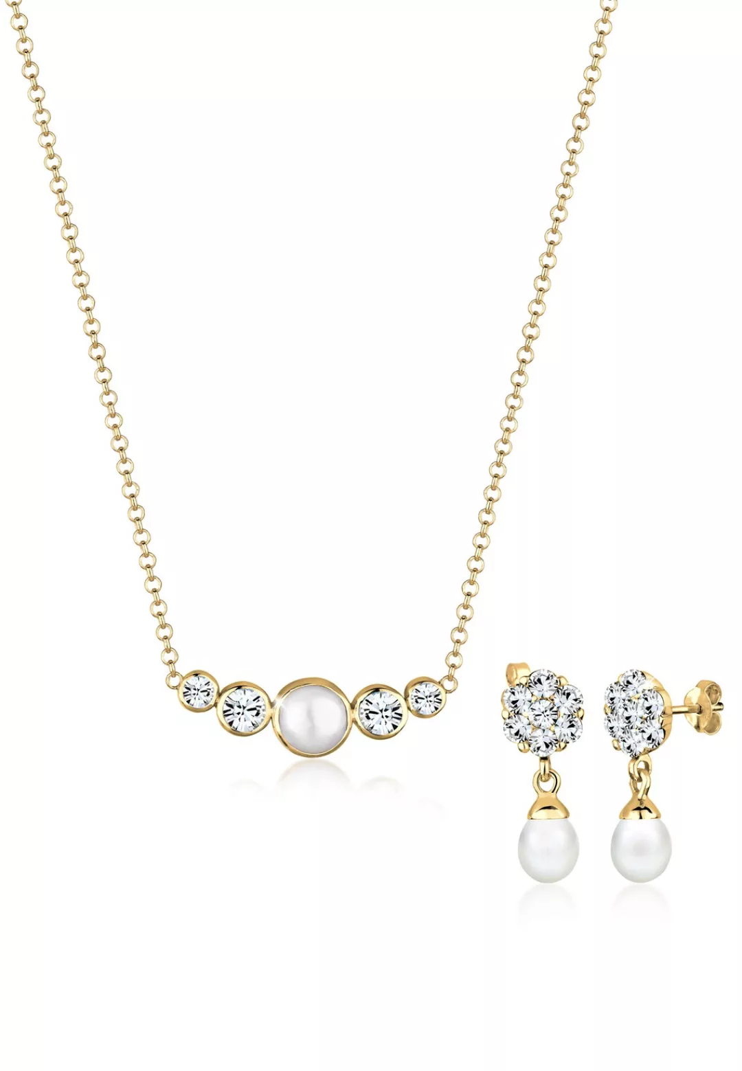 Elli Premium Schmuckset "mit Perle und Kristalle 925 Silber" günstig online kaufen
