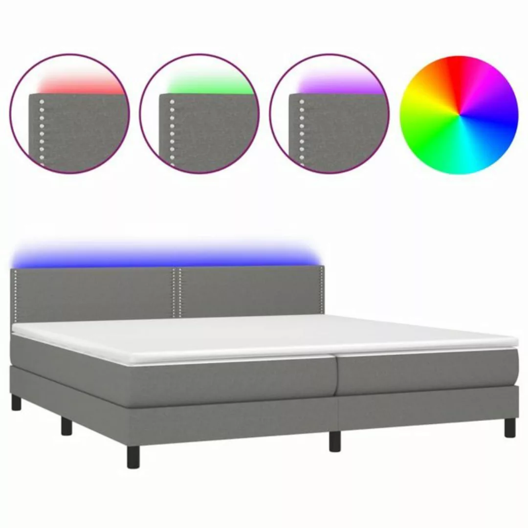 vidaXL Boxspringbett Boxspringbett mit Matratze LED Dunkelgrau 200x200 cm S günstig online kaufen