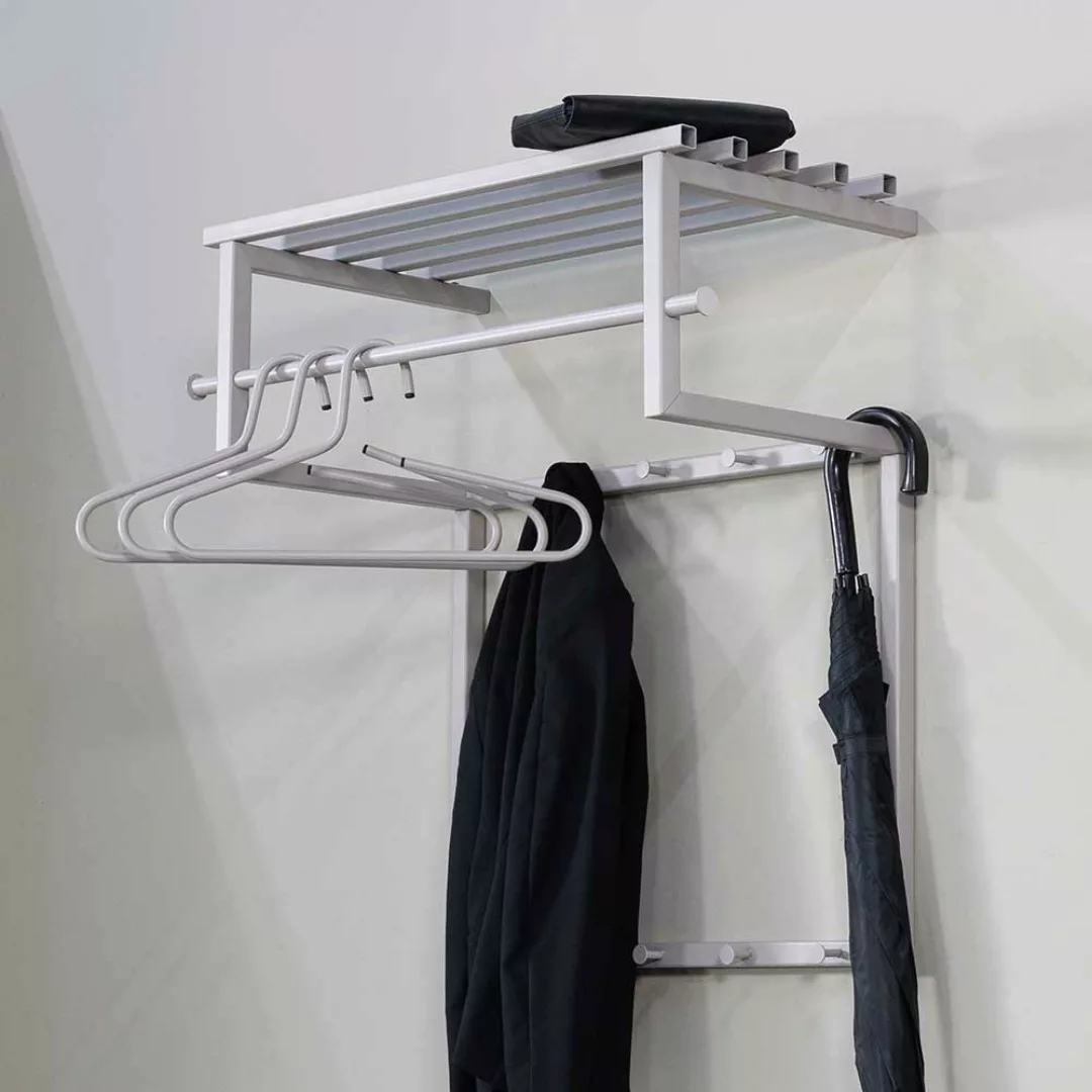 Garderobe Wandgarderobe mit Kleiderstange und Hutablage aus Metall günstig online kaufen