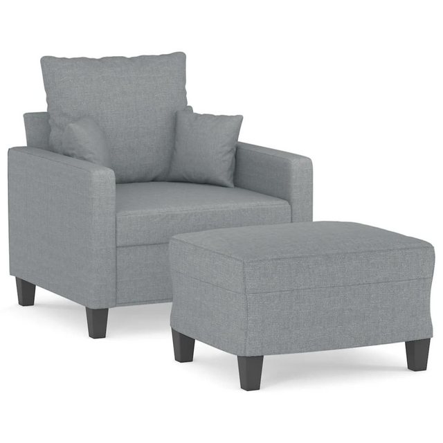 vidaXL Sofa Sessel mit Hocker 60 cm Stoff, Hellgrau günstig online kaufen