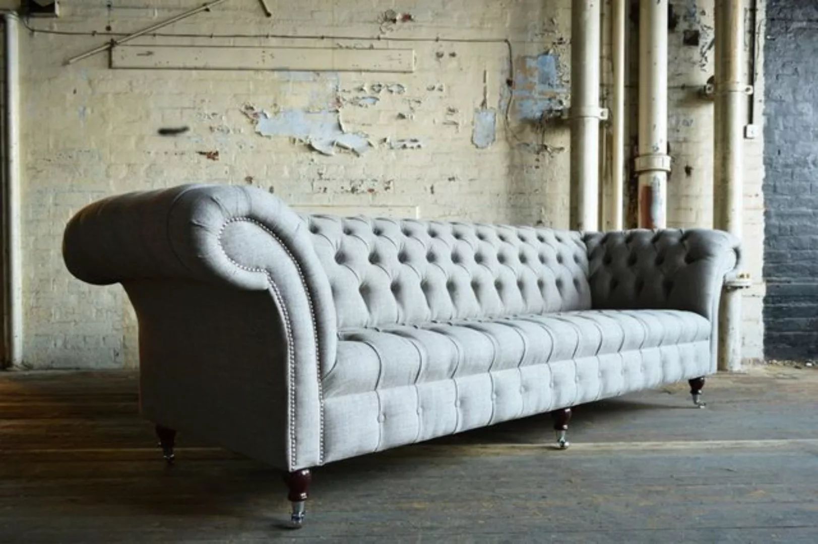 JVmoebel 4-Sitzer Chesterfield Designer Couch 4 Sitz Sofa Polster Textil 20 günstig online kaufen