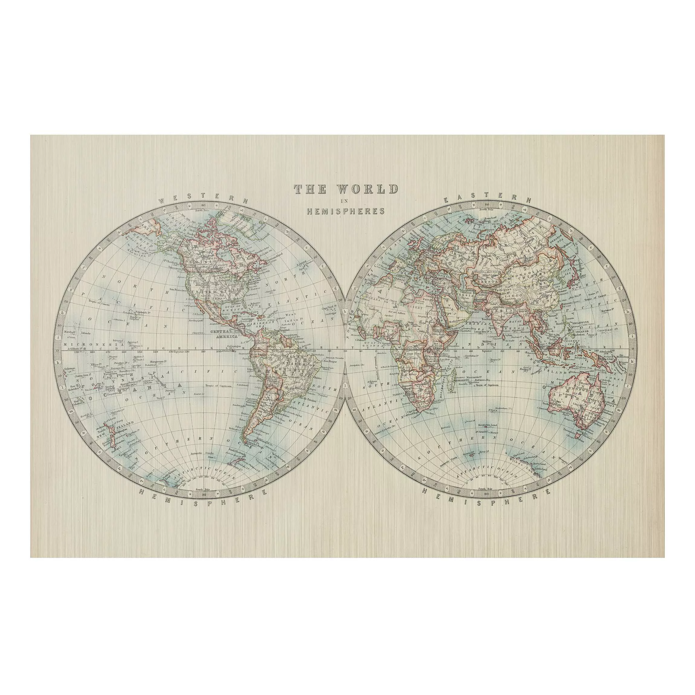 Alu-Dibond Bild Vintage Weltkarte Die zwei Hemispheren günstig online kaufen