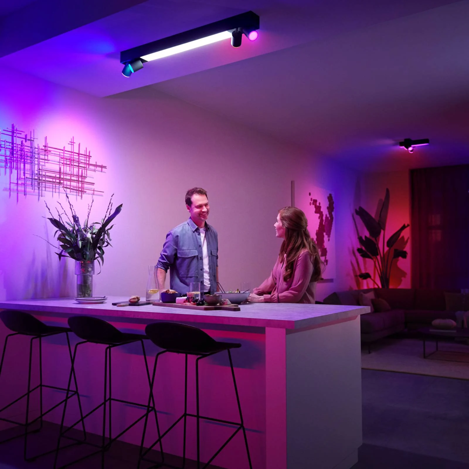 Philips Hue LED-Deckenspot Centris schwarz 4-flammig RGB CCT günstig online kaufen