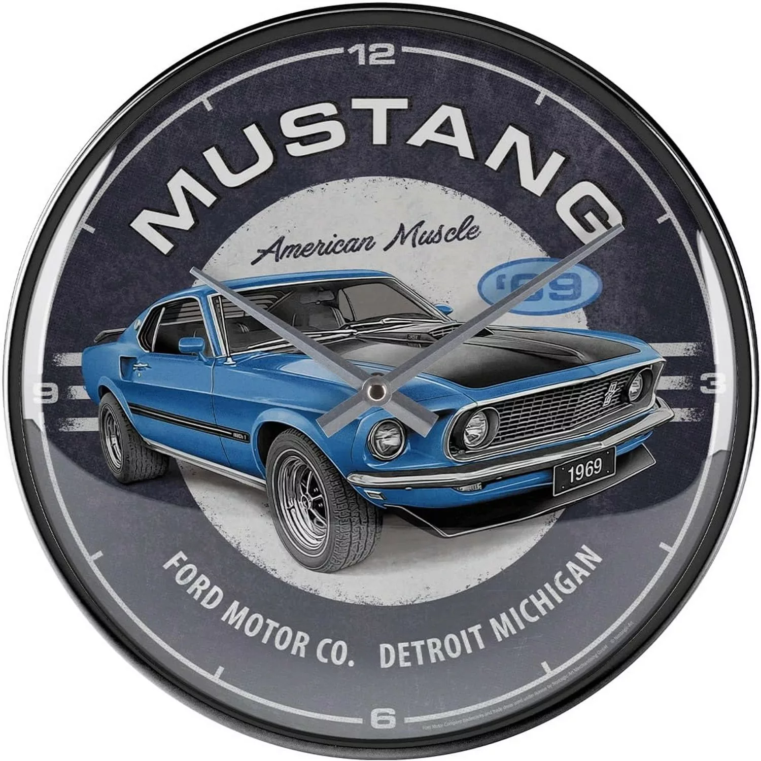 Nostalgic-Art Wanduhr Ford Mustang 1969 Mach 1 Blue günstig online kaufen