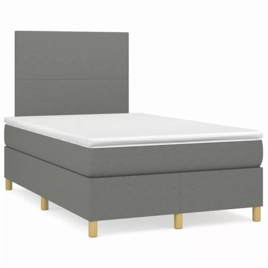 vidaXL Boxspringbett Boxspringbett mit Matratze Dunkelgrau 120x200 cm Stoff günstig online kaufen