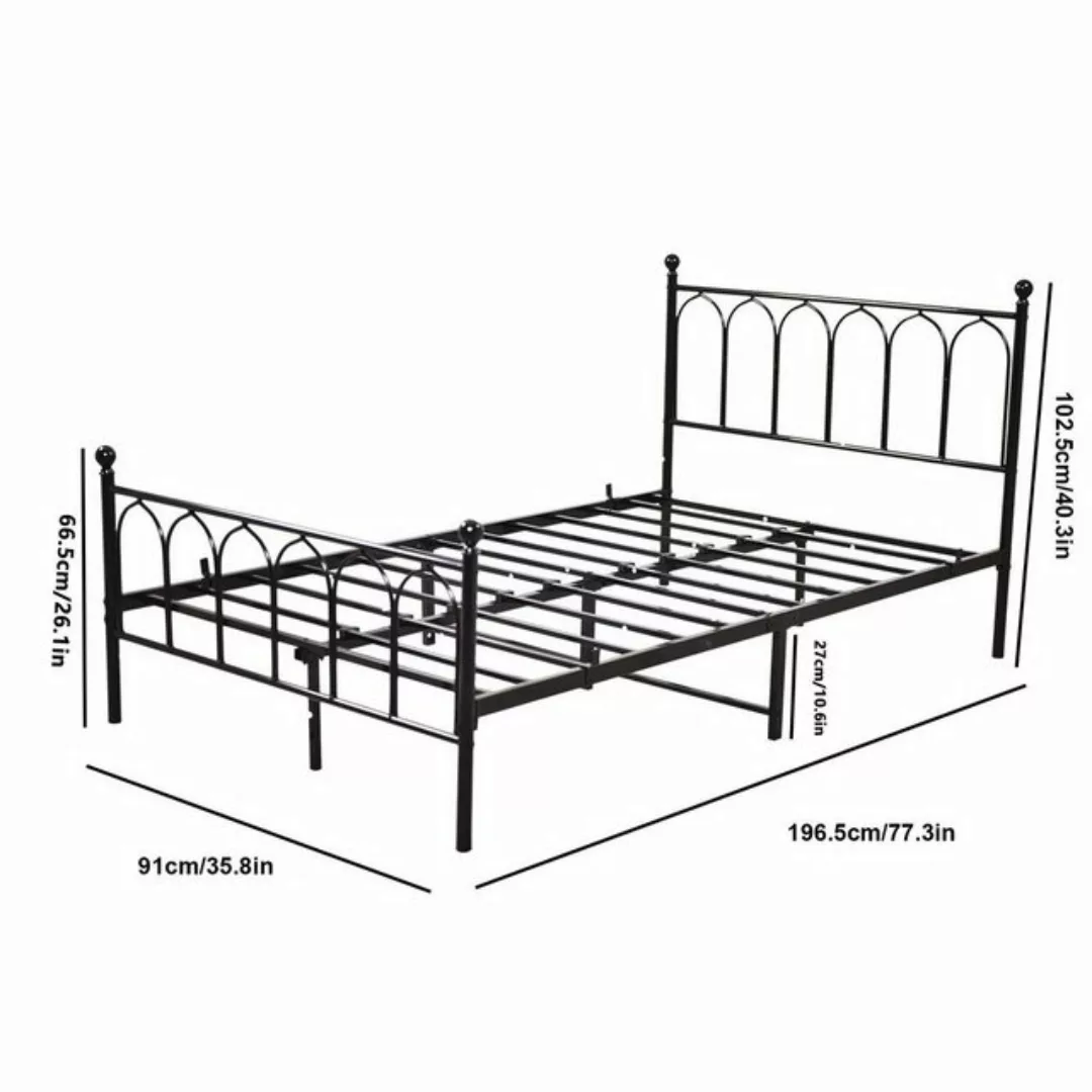 OKWISH Metallbett Metallbett Einzelbett Jugendzimmer mit Lattenrost ohne Ma günstig online kaufen