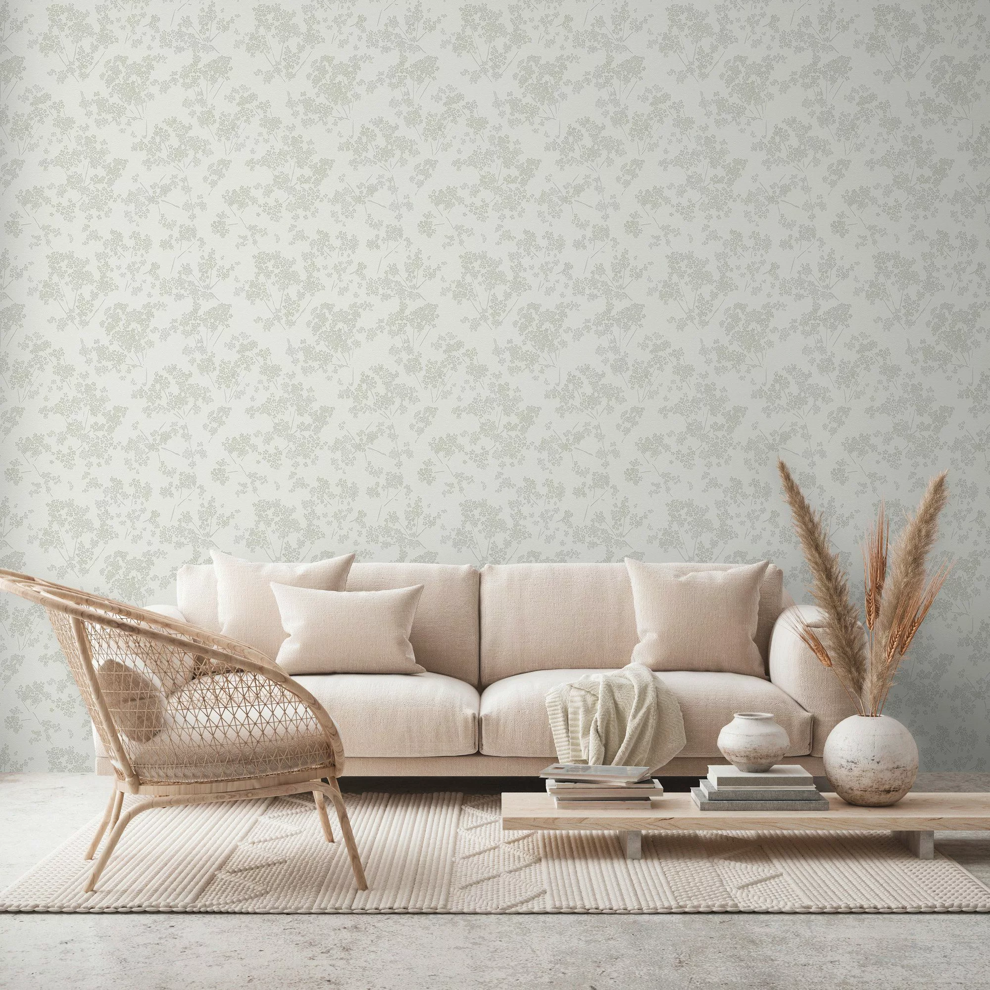 Bricoflor Japanische Kirschblüten Tapete Weiß Grün Moderne Florale Tapete H günstig online kaufen