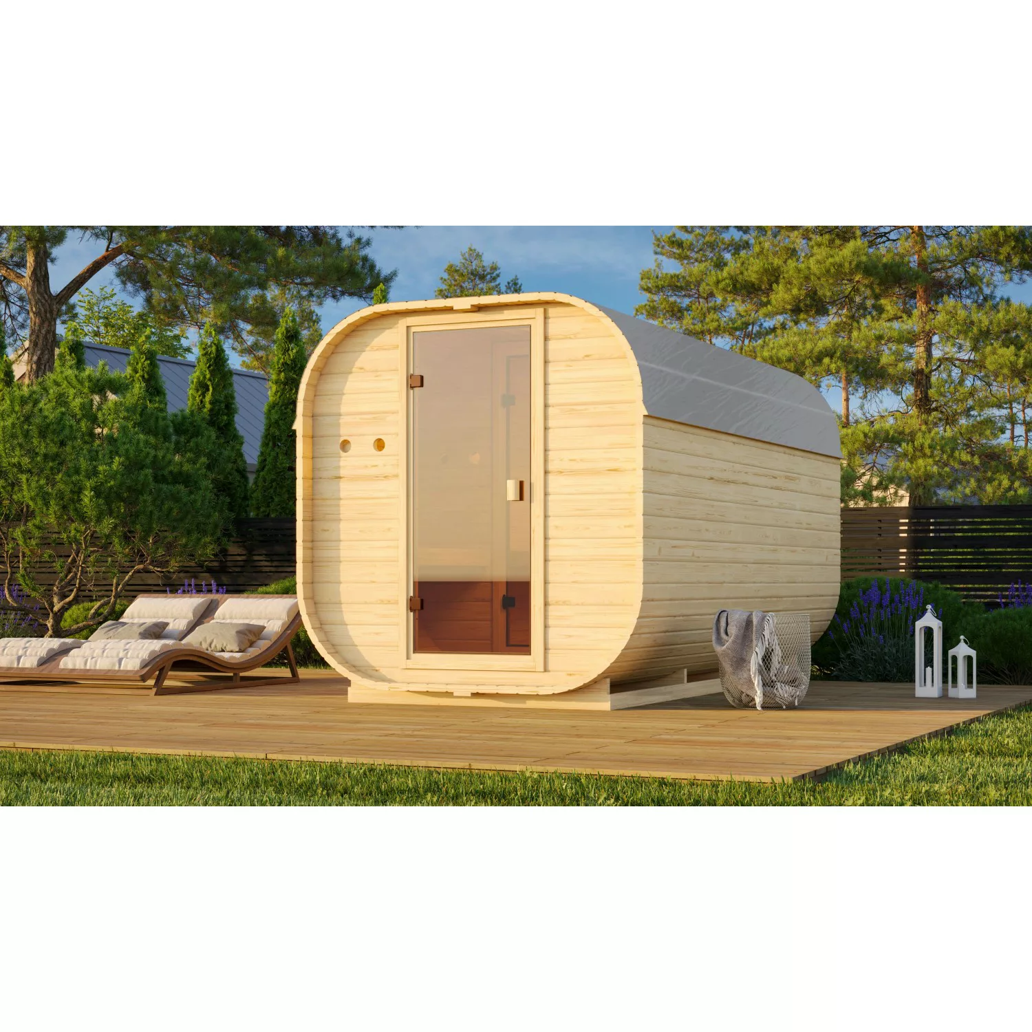 Karibu Fassauna Quadro 3 Naturbelassen mit Ofen 9 kW Ext. Strg. günstig online kaufen