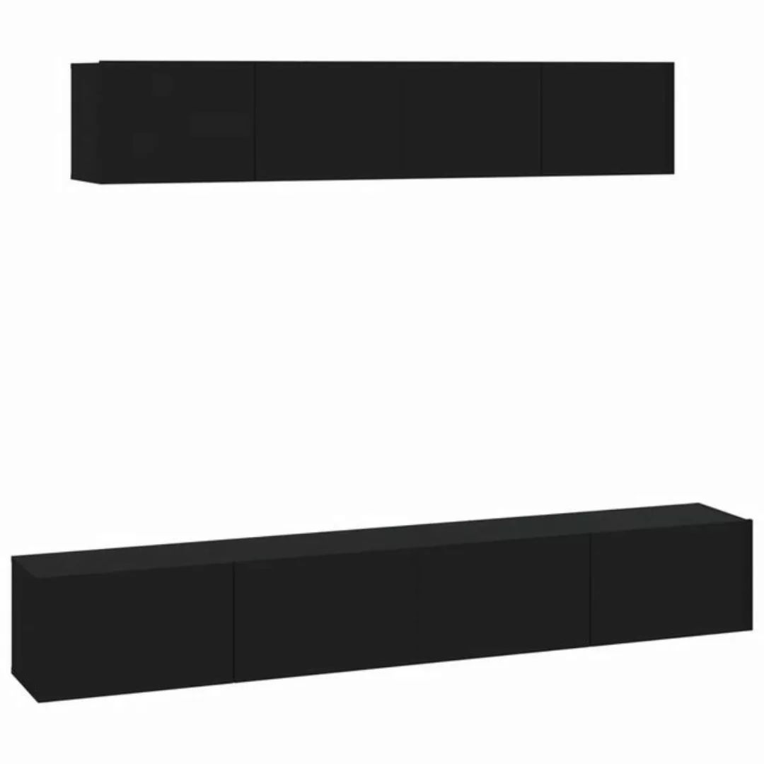 vidaXL TV-Schrank 4-tlg. TV-Board-Set Schwarz Holzwerkstoff günstig online kaufen