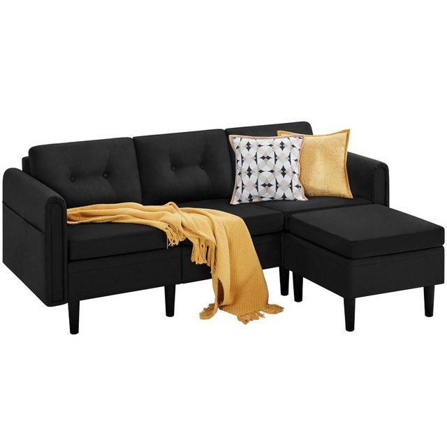 Yaheetech Sofa, 3-Sitzer Sofa mit Ottomane Modernes Ecksofa Schlafcouch günstig online kaufen