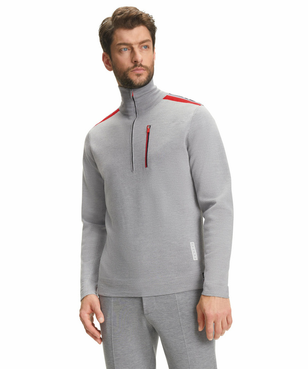 FALKE Herren Pullover Troyer, S, Grau, Schurwolle, 38363-375702 günstig online kaufen