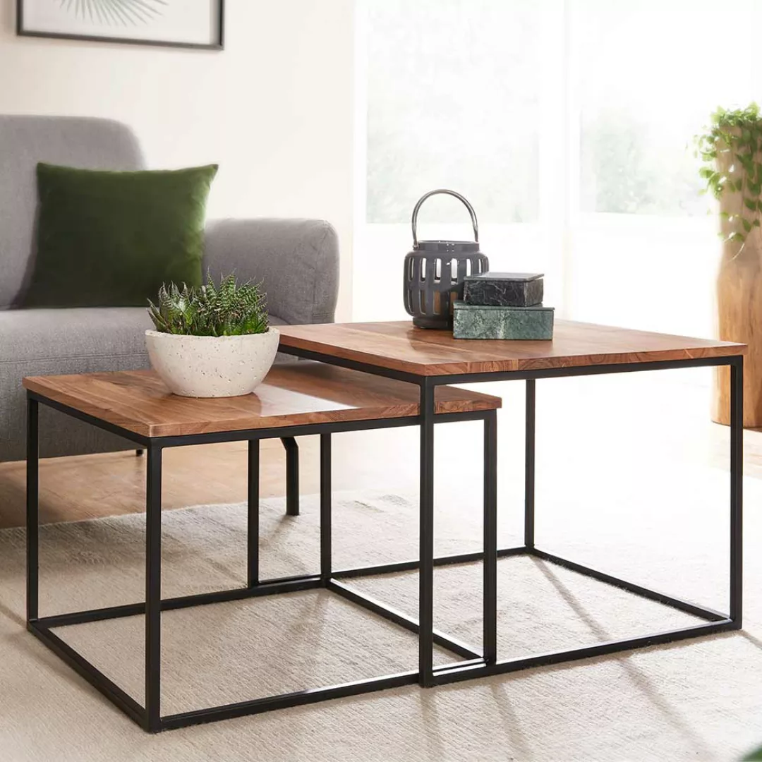 Wohnzimmer Tische modern aus Akazie Massivholz Bügelgestell (zweiteilig) günstig online kaufen