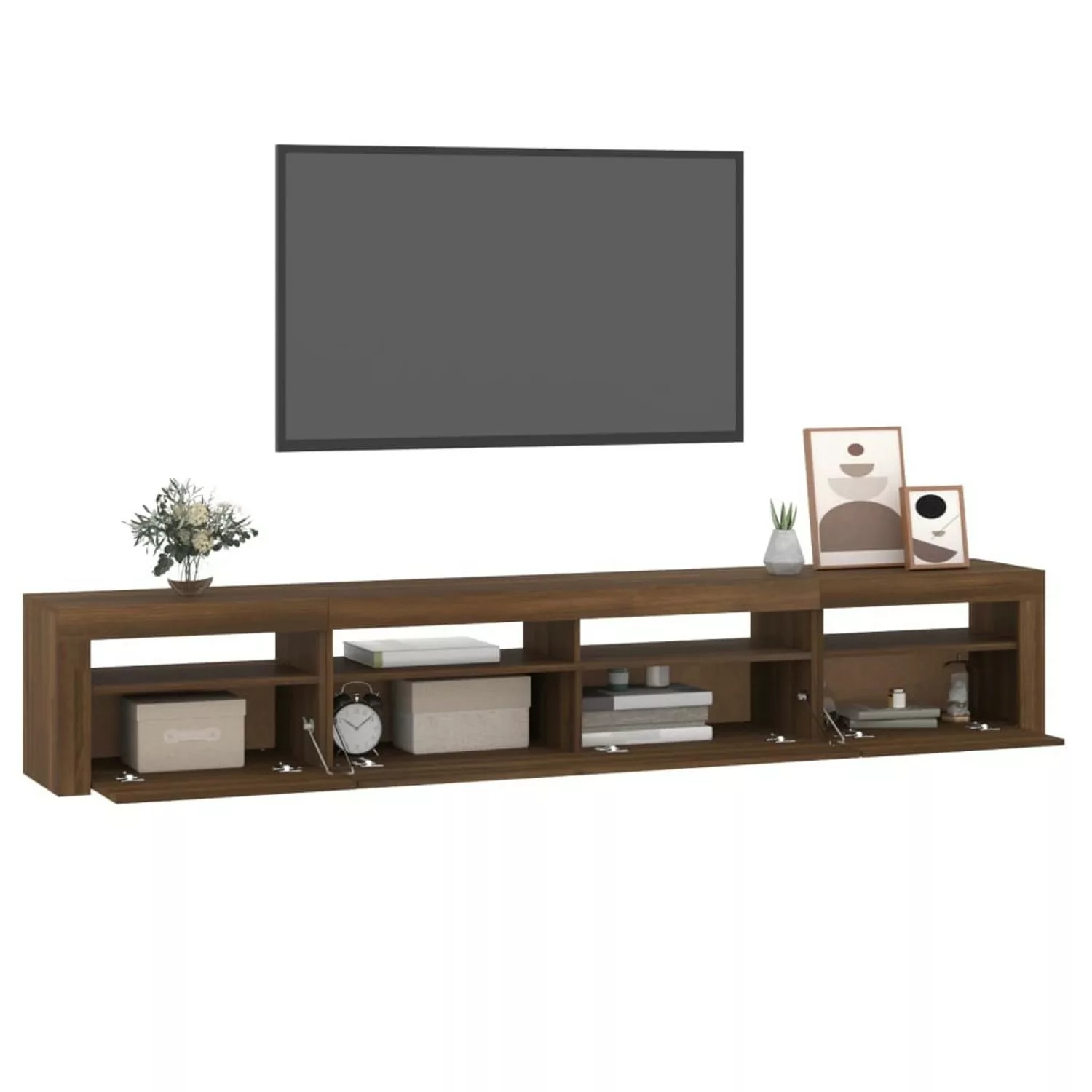 VidaXL TV-Schrank mit LED-Leuchten Braun Eichen-Optik 240x35x40 cm 1 günstig online kaufen