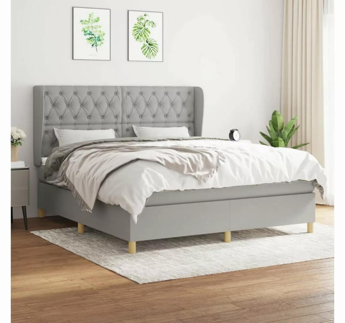 furnicato Bett Boxspringbett mit Matratze Hellgrau 160x200 cm Stoff günstig online kaufen