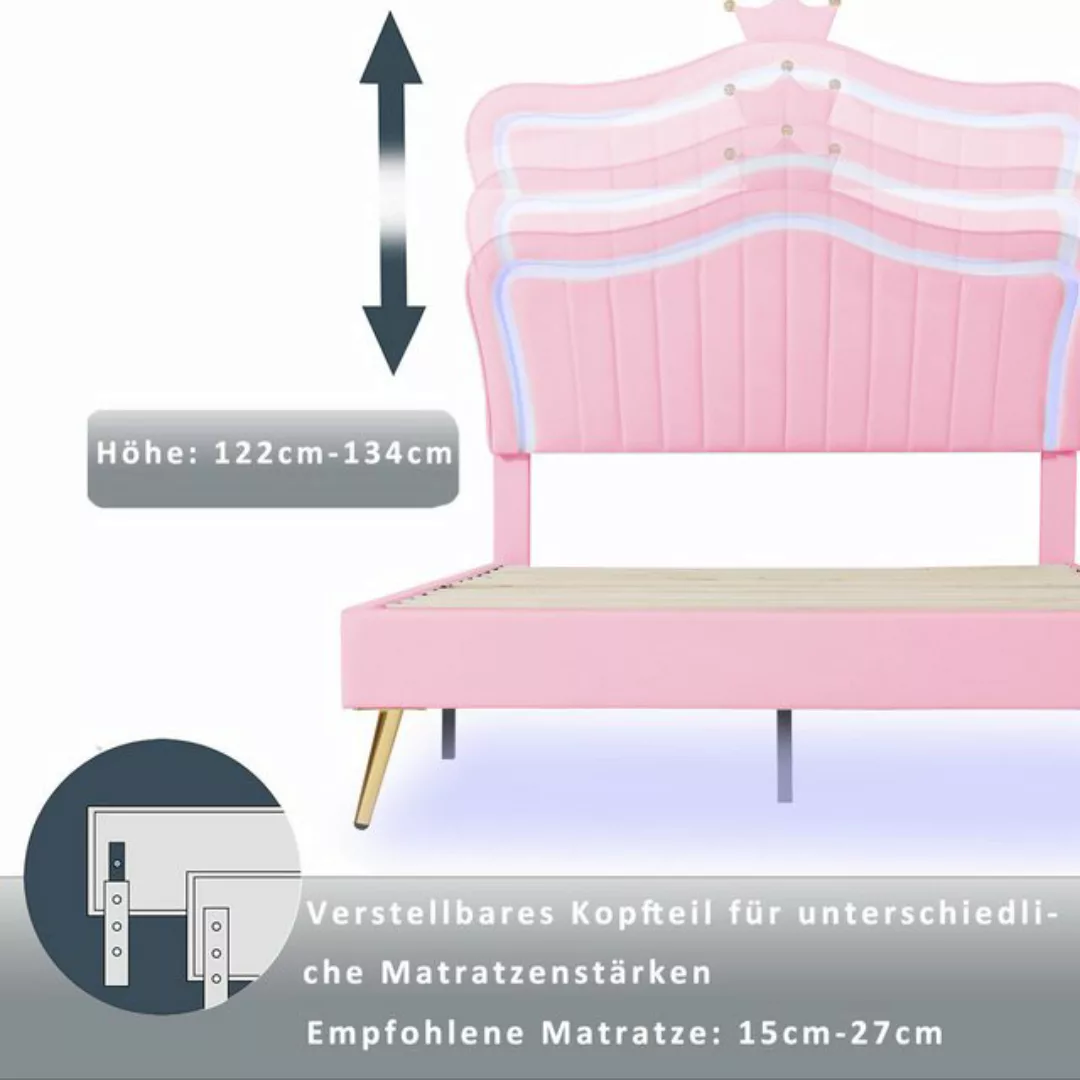 MODFU Bett Polsterbet Funktionsbett Gästebett (mit LED-Leuchten, Lattenrost günstig online kaufen