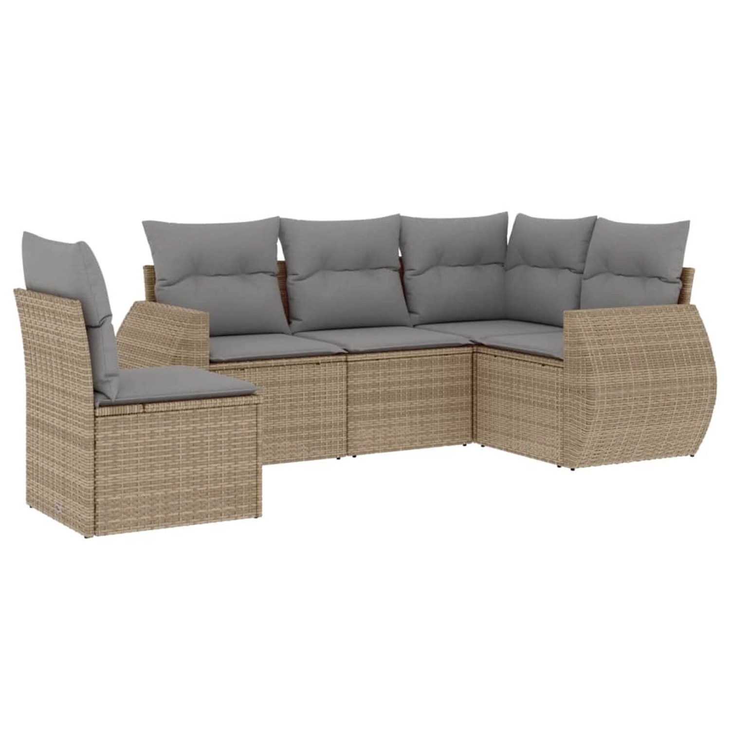 vidaXL 5-tlg Garten-Sofagarnitur mit Kissen Beige Poly Rattan Modell 150 günstig online kaufen