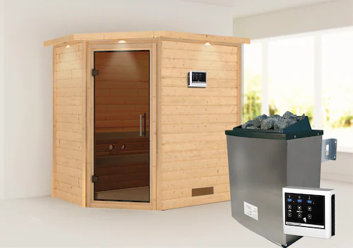 Karibu Sauna »Svea (Eckeinstieg)«, inklusive Ofenschutzgitter und Tür günstig online kaufen
