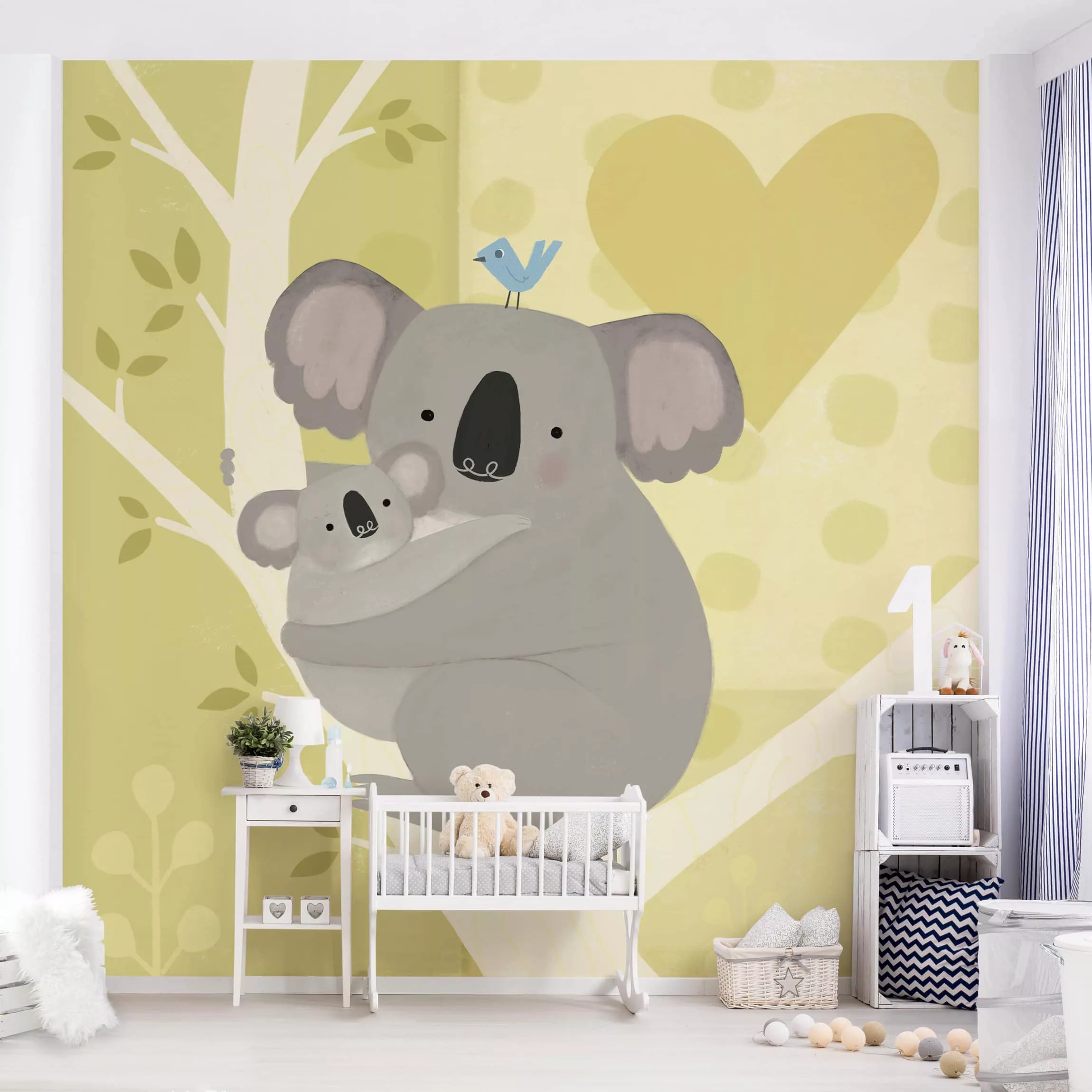 Bilderwelten Kindertapete Mama und ich - Koalas grau Gr. 192 x 192 günstig online kaufen