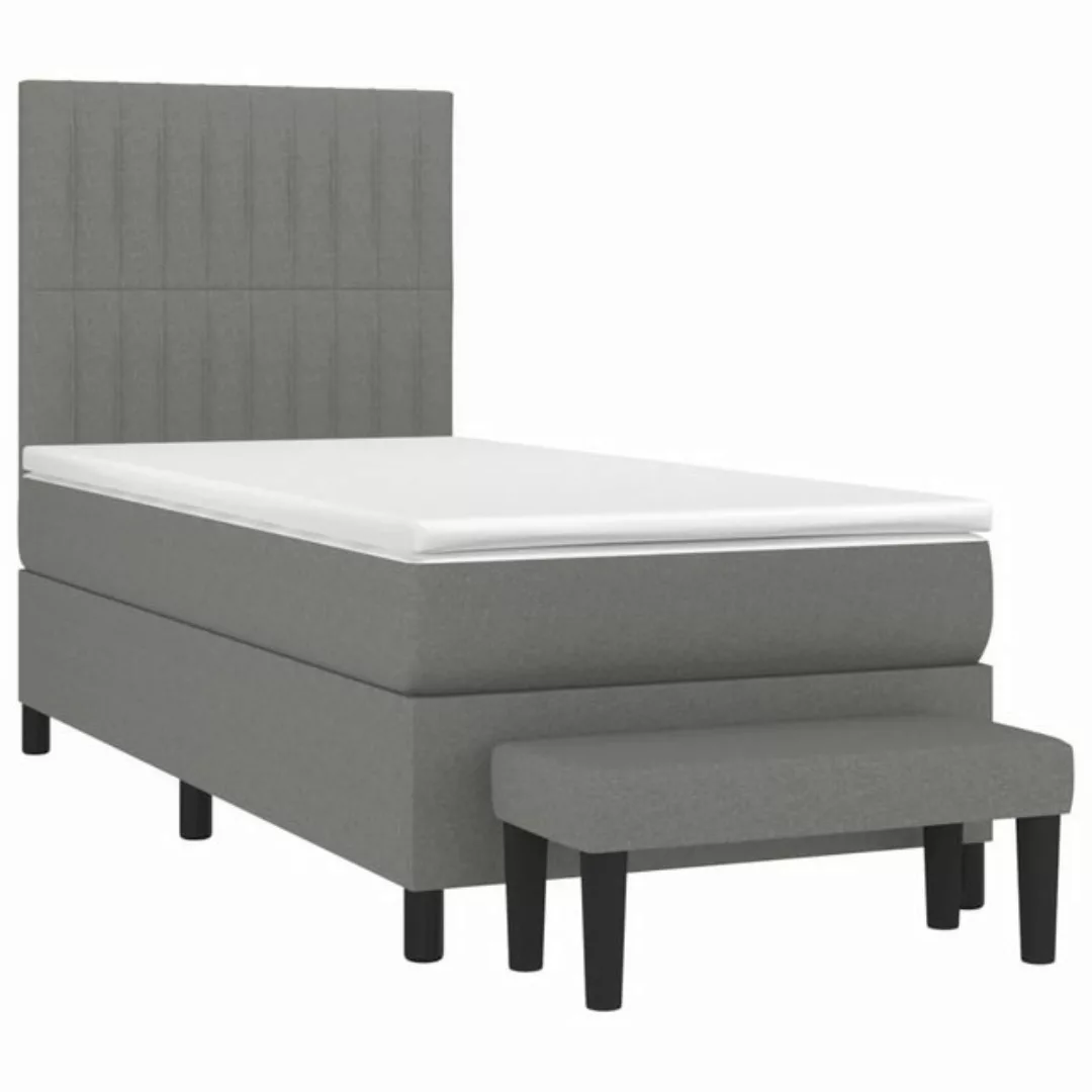 vidaXL Bettgestell Boxspringbett mit Matratze Dunkelgrau 80x200 cm Stoff Be günstig online kaufen