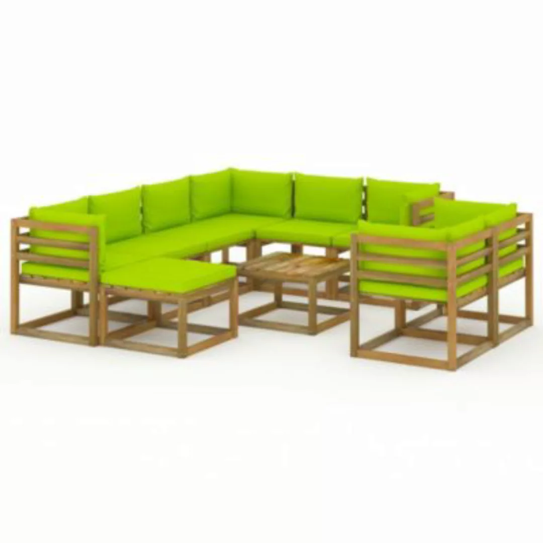 10-tlg. Garten-lounge-set Mit Kissen Hellgrün günstig online kaufen