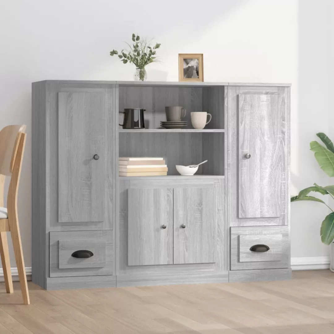 Vidaxl Highboards 3 Stk. Grau Sonoma Holzwerkstoff günstig online kaufen