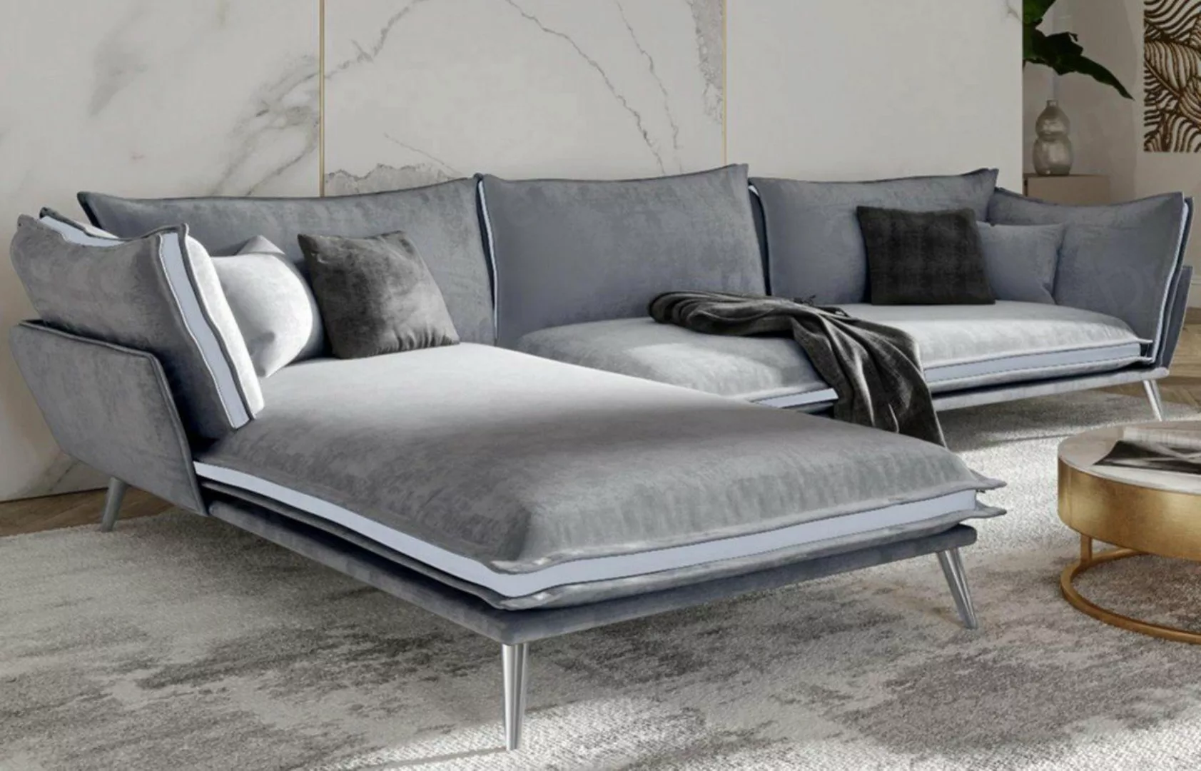 Sofa Dreams Ecksofa Stoff Design Polster Samtsofa Lobos L Form Stoffsofa, L günstig online kaufen